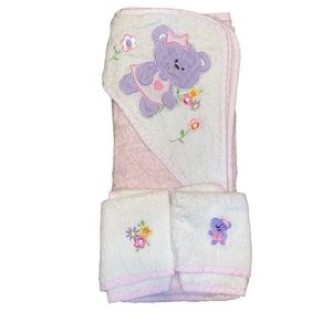 Spasilk Baby Hooded towel and 2 washcloths set bear embroidery